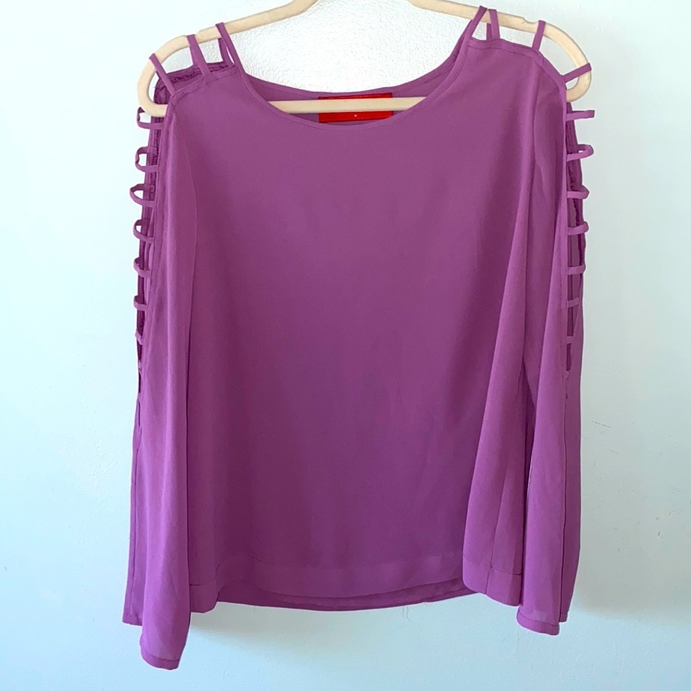Purple Cut Out Long Sleeve Top. Size M